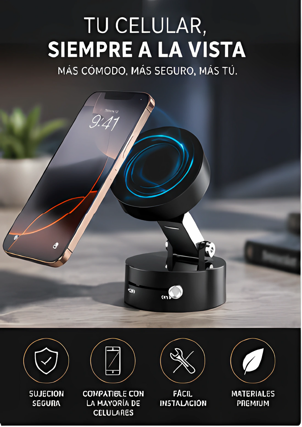 Soporte Magnetico Celular Al vacio
